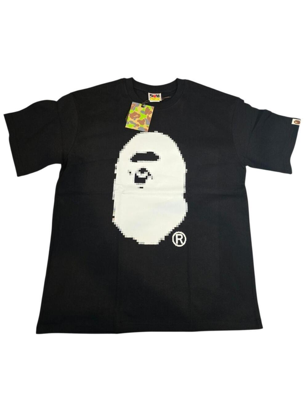 A Bathing Ape Bape Black White Ape Head Mens Large T-shirt